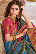 Cerulean Blue Kanjivaram Saree kanchipuram saree