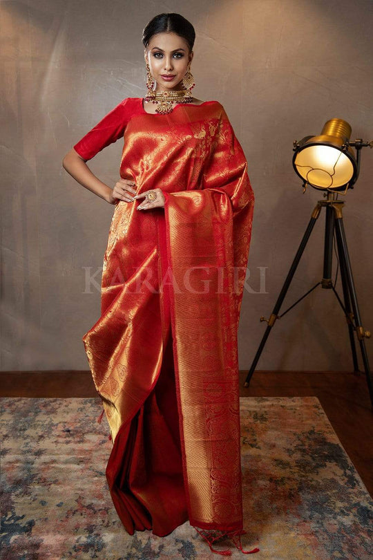 Crimson Red Kanjivaram Saree kanjivaram saree