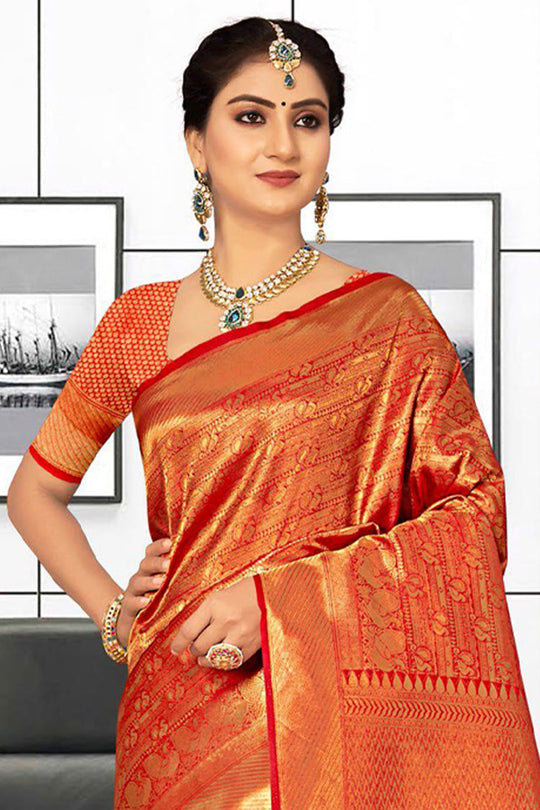 Crimson Red Kanjivaram Saree kanjivaram saree