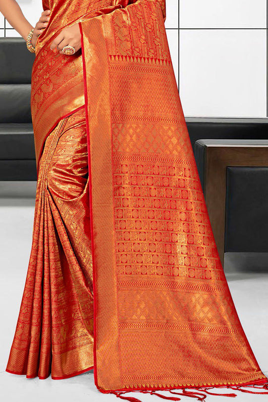 Crimson Red Kanjivaram Saree designer saree