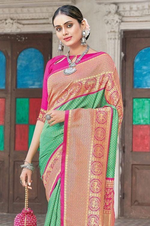 Dark Fern Green Kanjivaram Saree kanchipuram