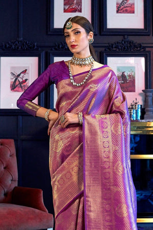 Dark Orchid Kanjivaram Saree