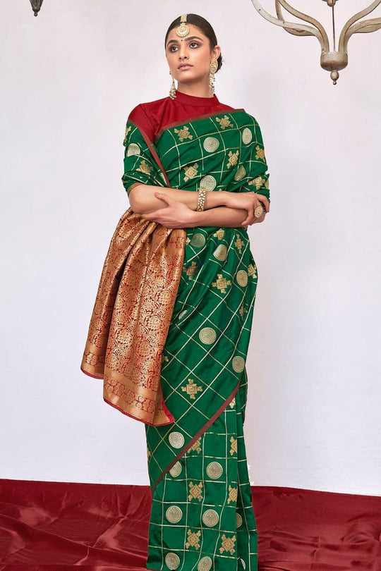 Forest Green Zari Woven Kanjivaram Saree Kanjivaram Saree Forest Green Zari Woven Kanjivaram Saree saree online