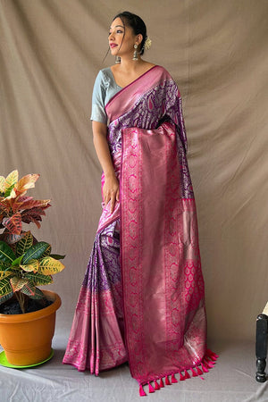 Grape Purple Kanjivaram Saree