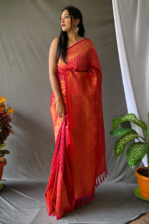 Hot Pink Kanjivaram Saree