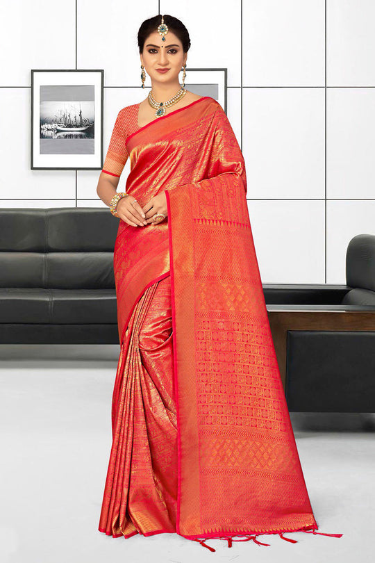 Imperial Red Kanjivaram Saree red kanjivaram saree