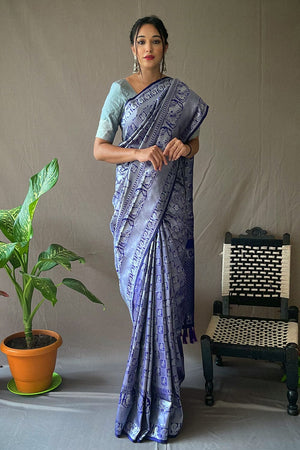 Indigo Blue Kanjivaram Saree