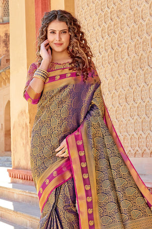 Indigo Purple Kanjivaram Saree