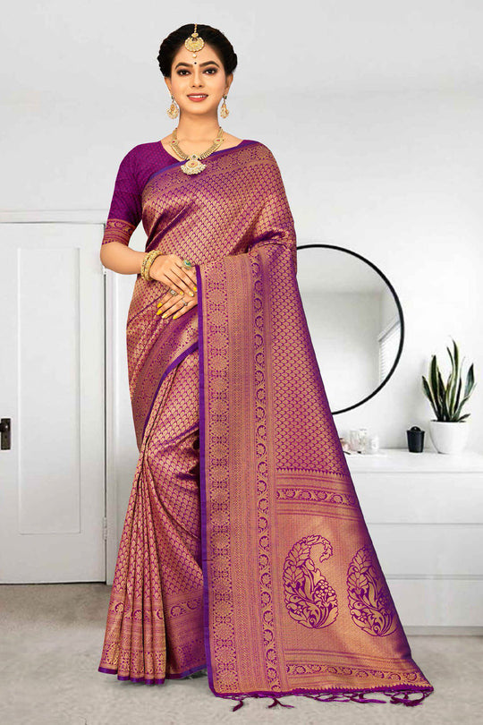 Indigo Purple Kanjivaram Saree purple kanjivaram saree