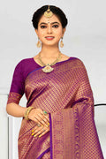 Indigo Purple Kanjivaram Saree kanjivaram saree