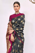 Iron Grey Zari Woven Kanjivaram Saree Kanchipuram saree