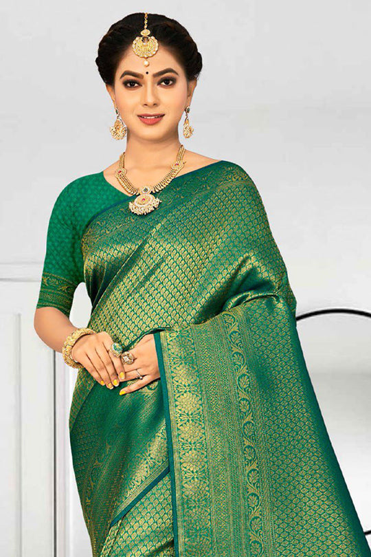 Jungle Green Kanjivaram Saree kanjivaram saree