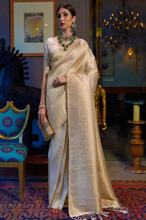 Light Golden Kanjivaram Saree