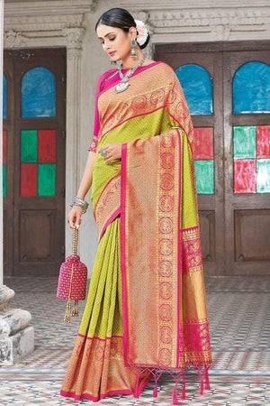 Light Sheen Green Kanjivaram Saree
