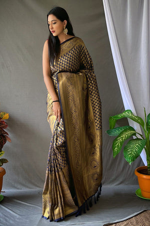Navy Blue Kanjivaram Saree