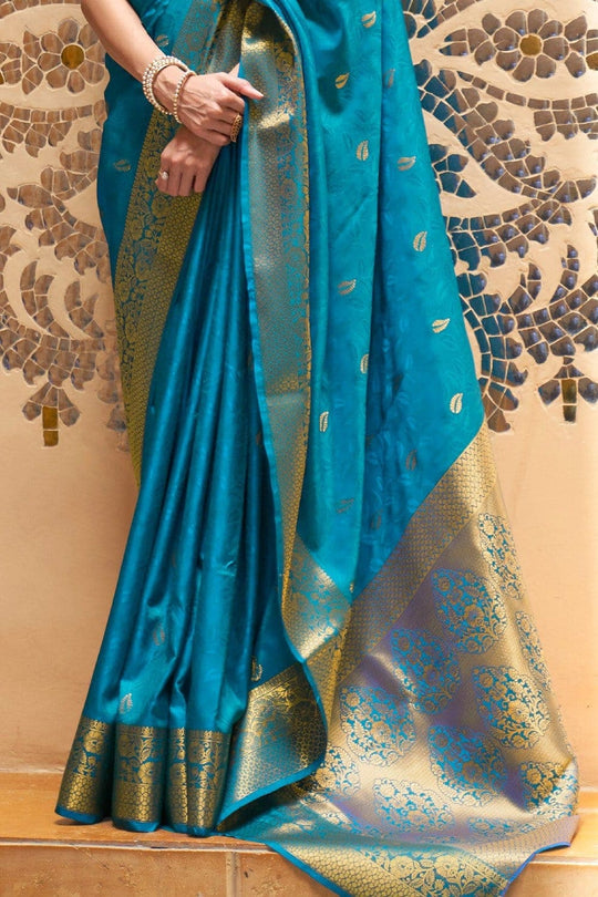 Neon Blue Kanjivaram Saree kanjivaram saree with price