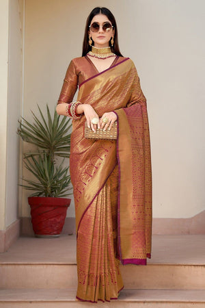 Nightshade Purple Kanjivaram Saree