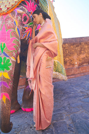 Peach Kanjivaram Saree