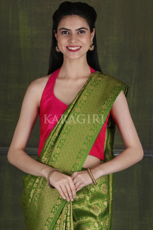 Pear Green Kanjivaram Saree