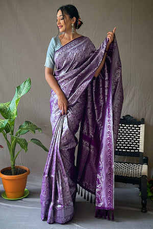 Pearlescent Purple Kanjivaram Saree