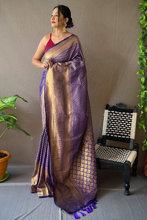 Purple Kanjivaram Saree