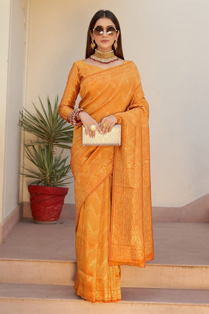 Red Fox Orange Kanjivaram Saree