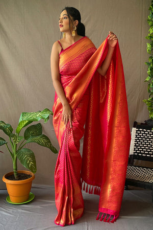 Rose Pink Kanjivaram Saree