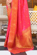 Ruby Pink Kanjivaram Saree silk saree