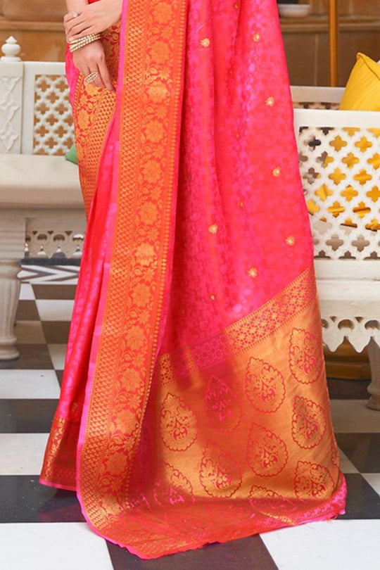 Ruby Pink Kanjivaram Saree silk saree