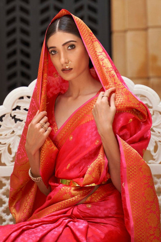 Ruby Pink Kanjivaram Saree kanjivaram silk saree