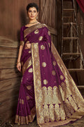 Sangria Purple Kanjivaram Saree Purple Kanjivaram saree online