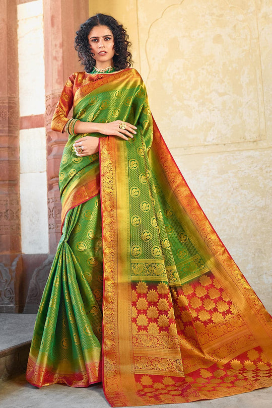 Shamrock Green Kanjivaram Saree kanjivaram saree