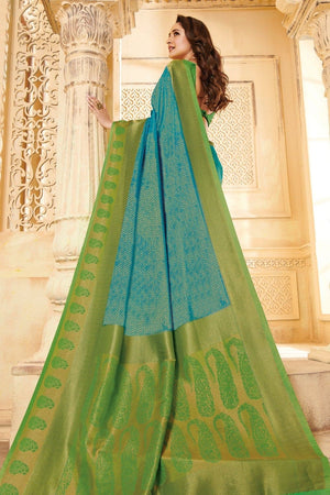 Sky Blue Zari Woven Handcrafted Kanjivaram Saree