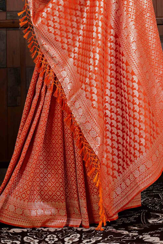 ABHIDNYA BHAVE in Starfish Orange Zari Work Kanjivaram Saree kanjivaram saree