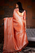 ABHIDNYA BHAVE in Starfish Orange Zari Work Kanjivaram Saree kanjivaram saree