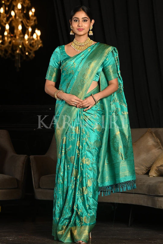 Teal Blue Kanjivaram Saree silk saree kanchipuram