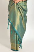 Teal Blue Kanjivaram Saree sarees for women
