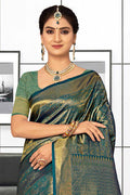 Teal Blue Kanjivaram Saree kanjivaram saree