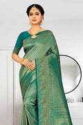 Teal Green Kanjivaram Saree fancy saree