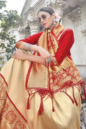 True Cream Kanjivaram Saree