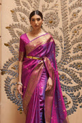 Winterberry Purple Banarasi Silk Saree With Blouse Piece kanjivaram silk saree