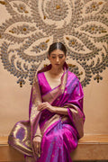 Winterberry Purple Banarasi Silk Saree With Blouse Piece kanjivaram saree