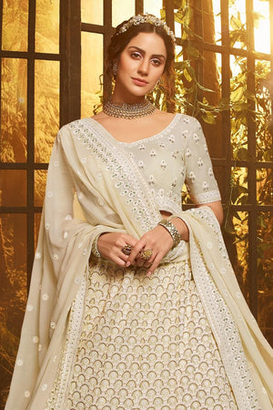 Beautiful Linen White Lehenga