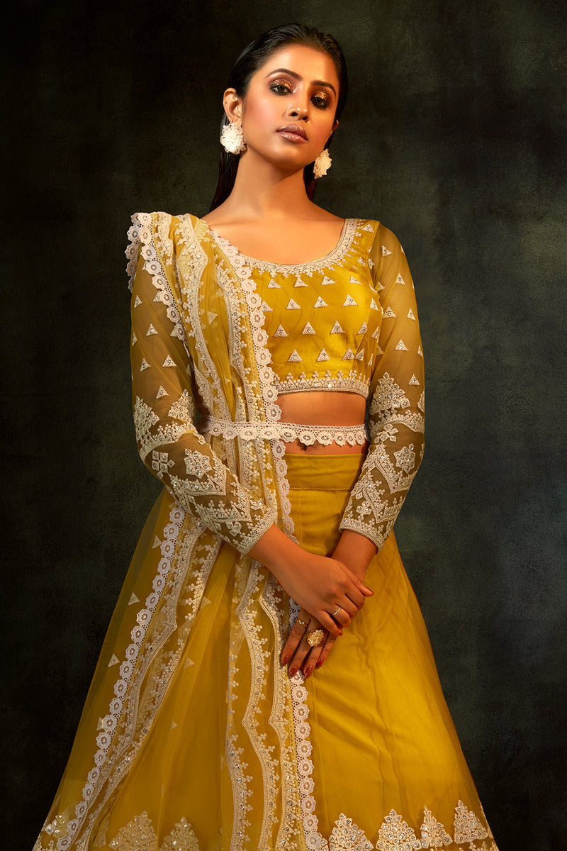 Buy Canary Yellow Lehenga Choli online Karagiri