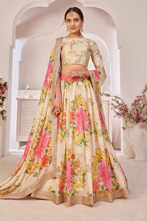 Cream Lehenga Choli