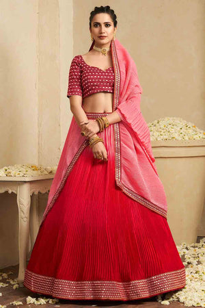 Pink Red Dual Tone Lehenga Choli
