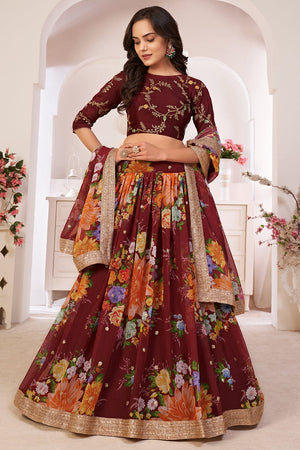 Rosewood Maroon Lehenga Choli