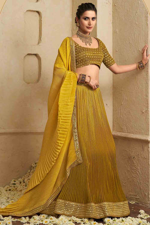 Yellow Brown Dual Tone Lehenga Choli