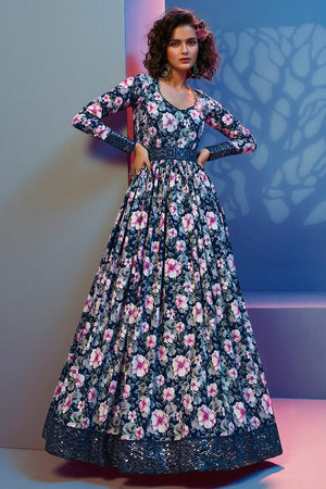 Dark Blue Lehenga Gown