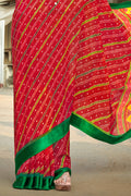 Crimson Red Leheriya Saree sarees for girls